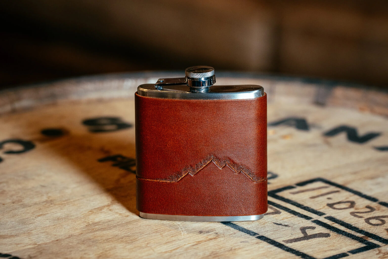 Whiskey Leather-Bound Flask